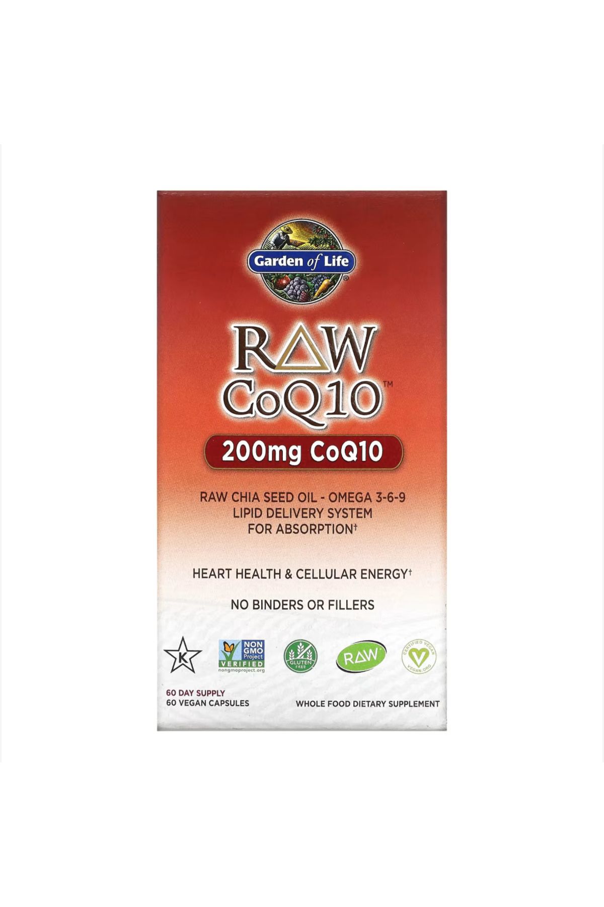 GARDEN OF LIFE Raw Coq10, 200 Mg, 60 Vegan Capsules