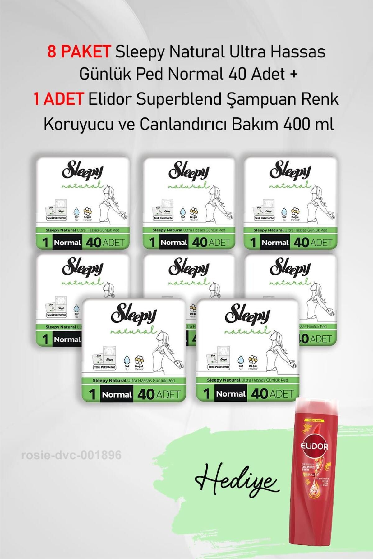 Sleepy Natural Günlük Ped Normal 40 Adet X 8 ve Elidor Hediye 400 ml