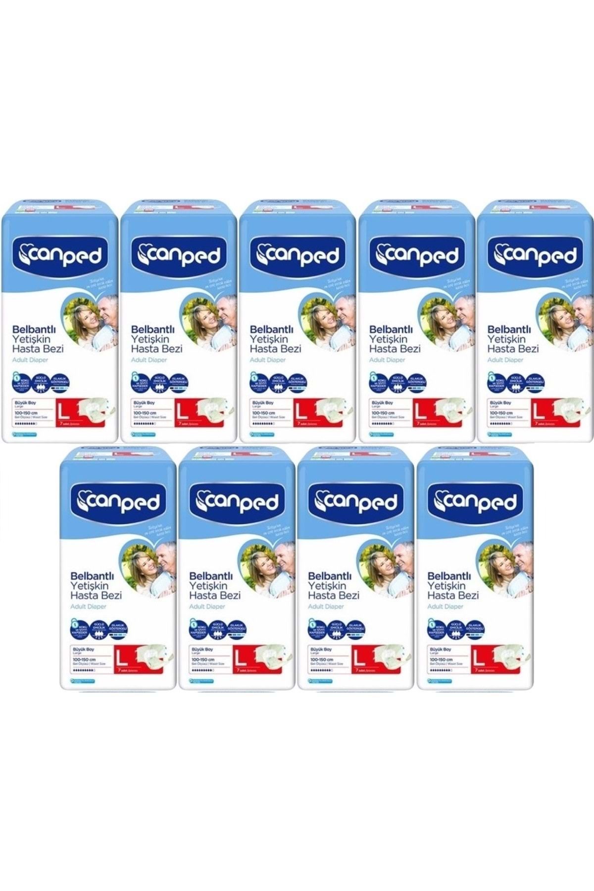 Canped Hasta Bezi Yetişkin Bel Bantlı Polietilen L-large Büyük Boy 63 Adet (9pk*7)