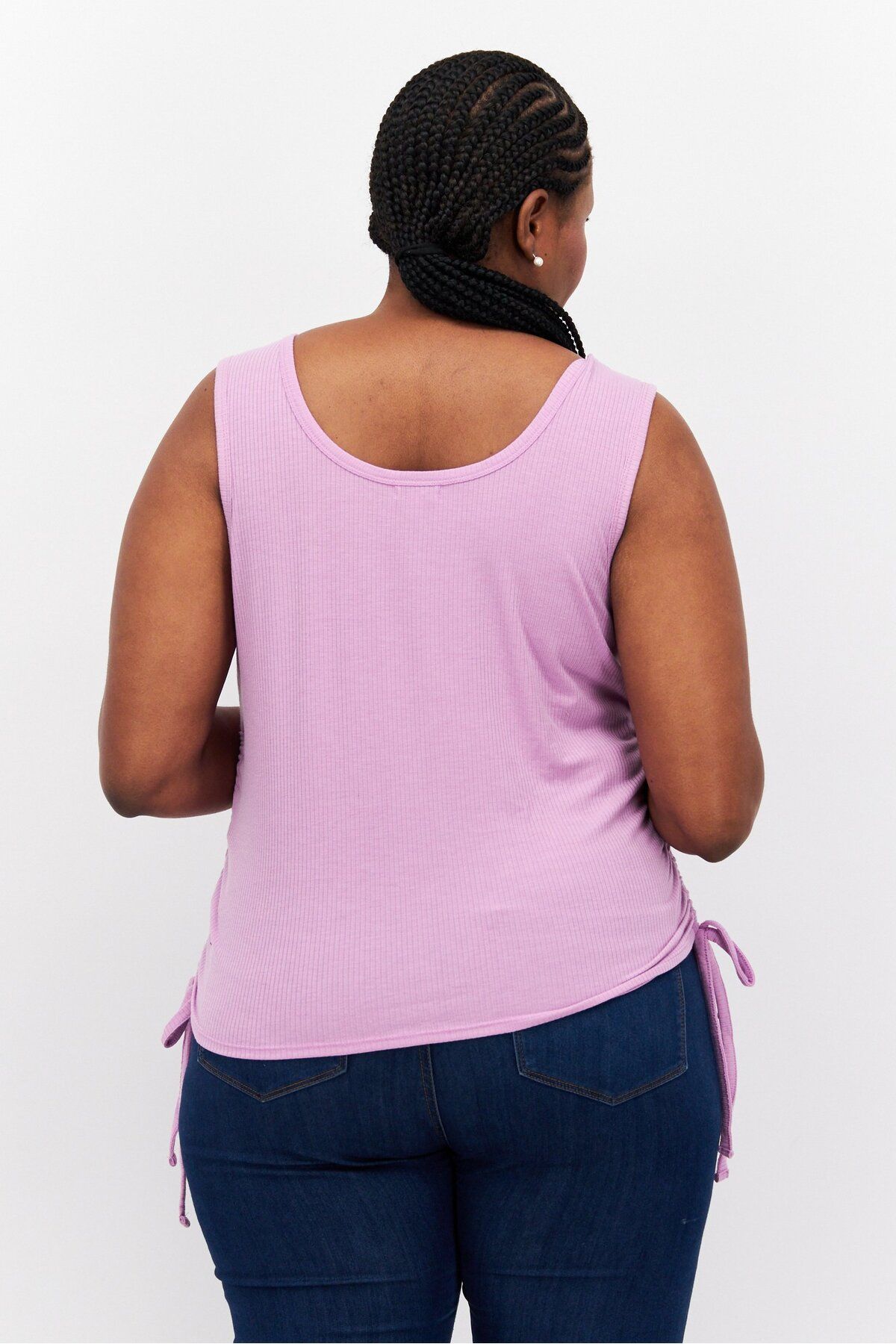 Love, Fire-Women Plus Size  Round Neck Sleeveless Ribbed Top, Lilac 4