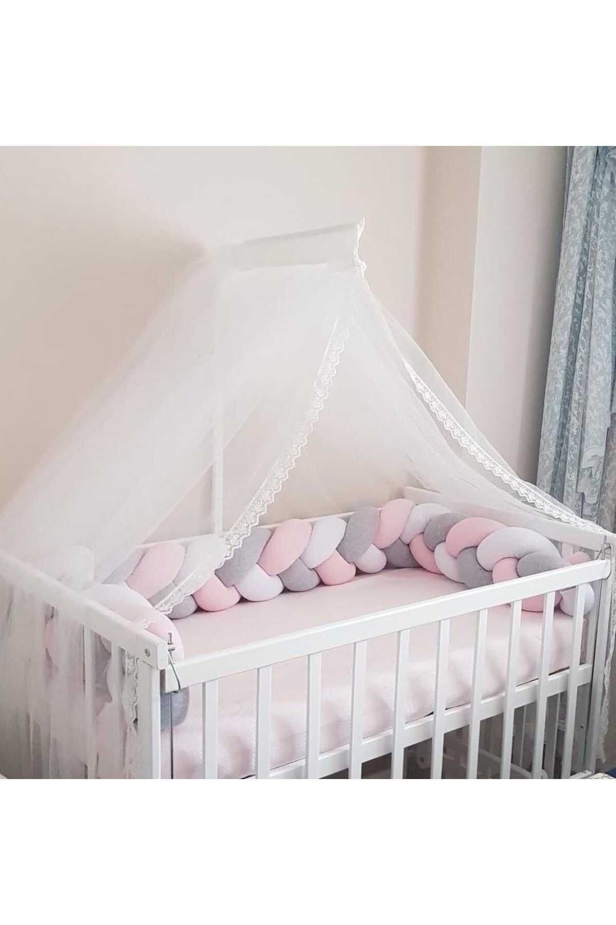 düğüm yastık 360 cm 3 ÖRGÜ BEŞİK KORUMALIK - AÇIK GRİ TOZPEMBE BEYAZ ( 60X120 CM BEŞİKLERE UYGUNDUR ) fotoğrafı 2 (önizleme)