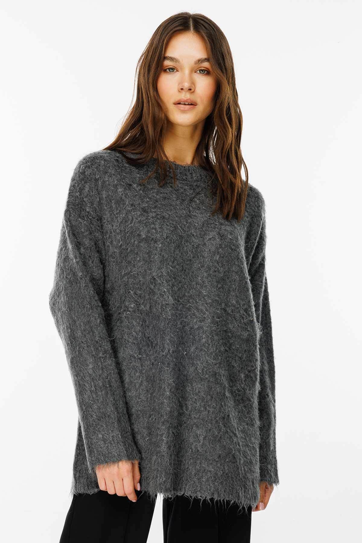 Hooopstore-Teddy Textured Smoked Sweater 1