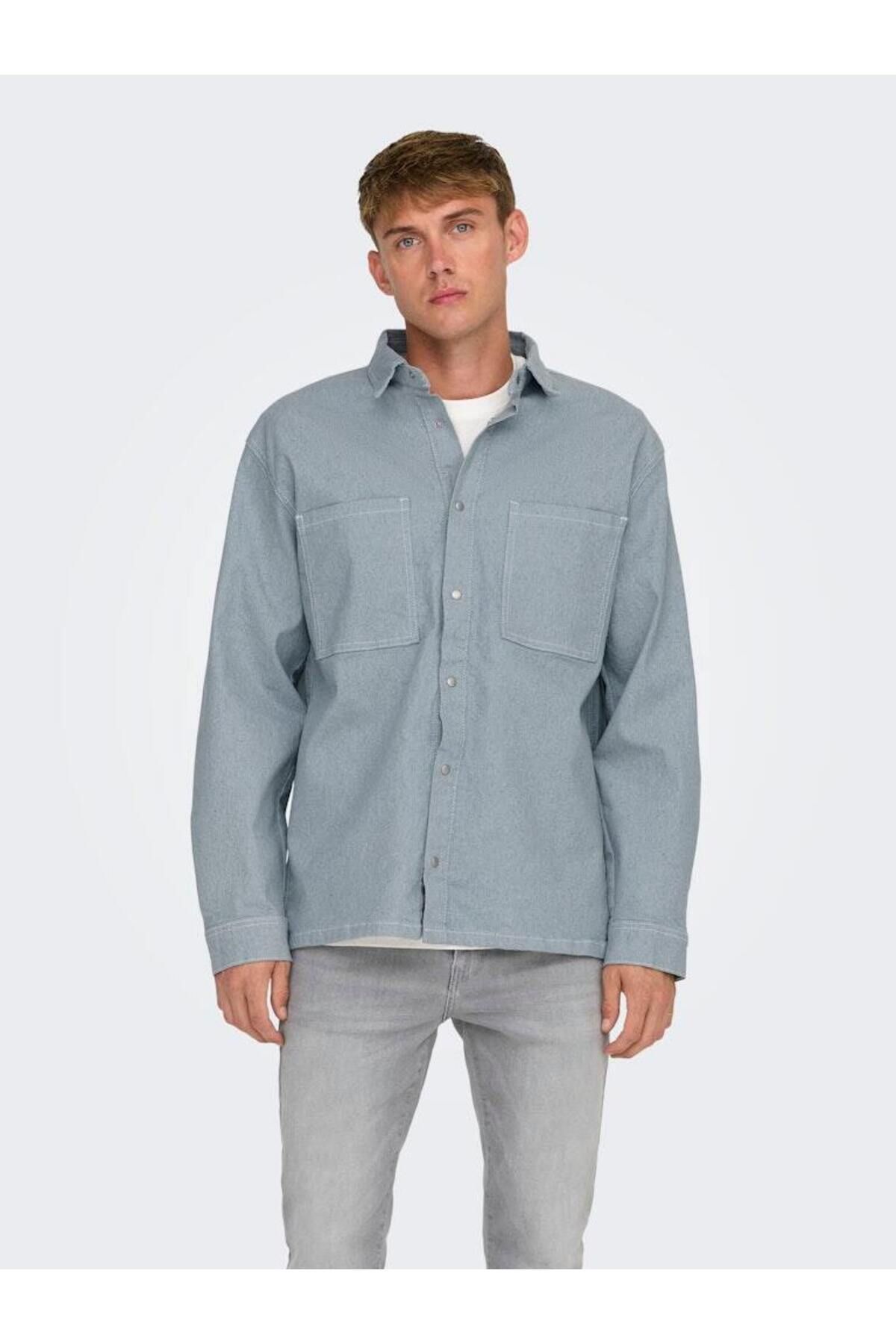 ONSDAGO REVIVE 9014 AZG DNM OVERSHIRT پیراهن جین ضخیم Only & Sons