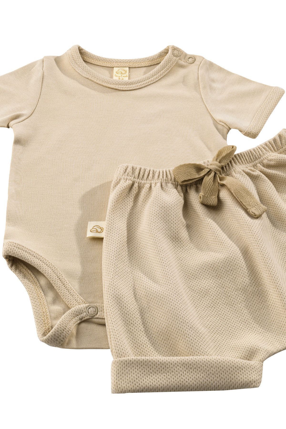 tinylamb Elation Filbert - 2 Parça Kısa Kollu Bebek Yazlık Bodysuit Ve Şort Seti - Unisex Yazlık Bebek Seti fotoğrafı 5 (önizleme)