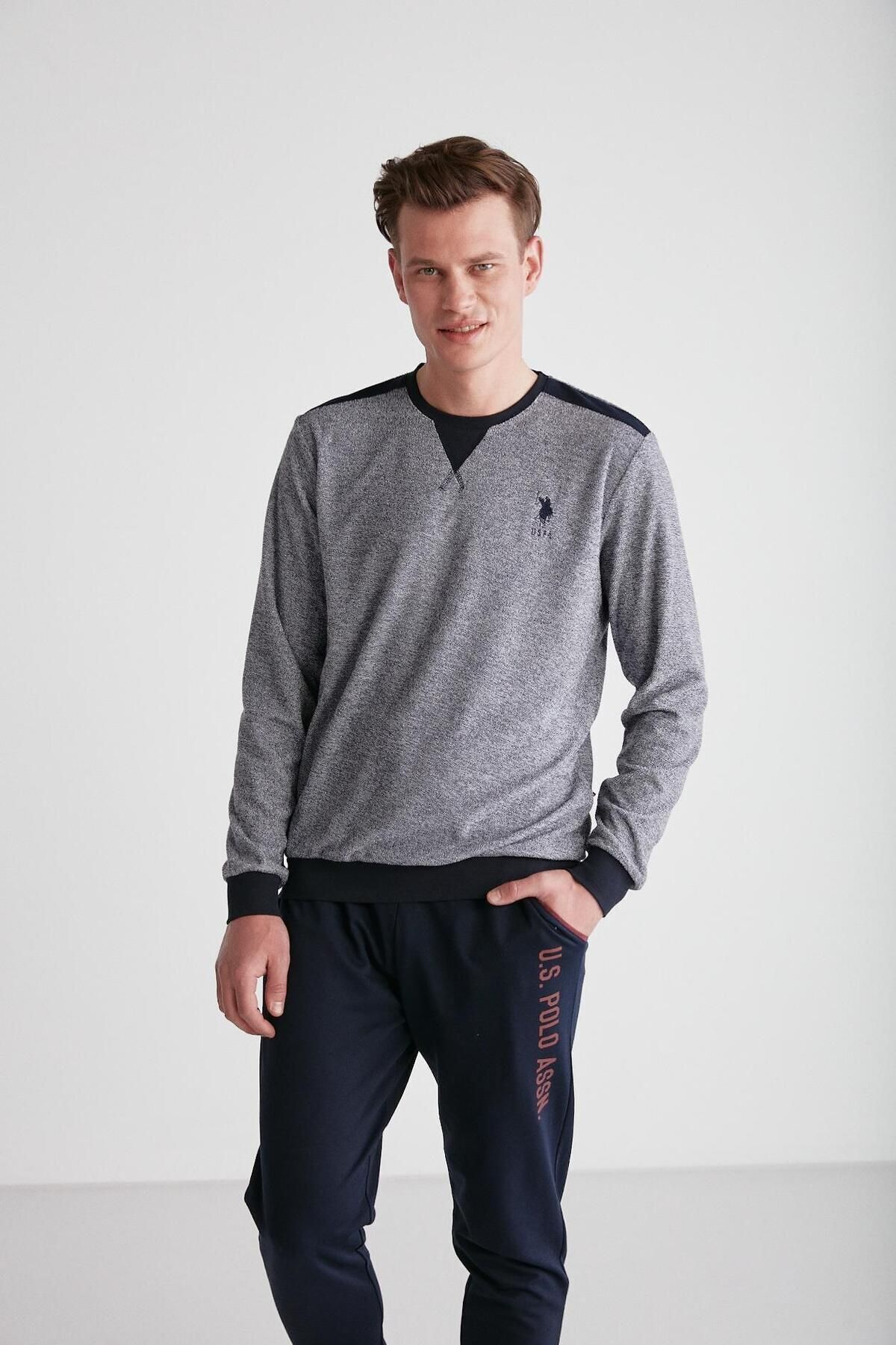 U.S. Polo Assn. - Erkek Lacivert Yuvarlak Yaka Pijama Takımı 18720