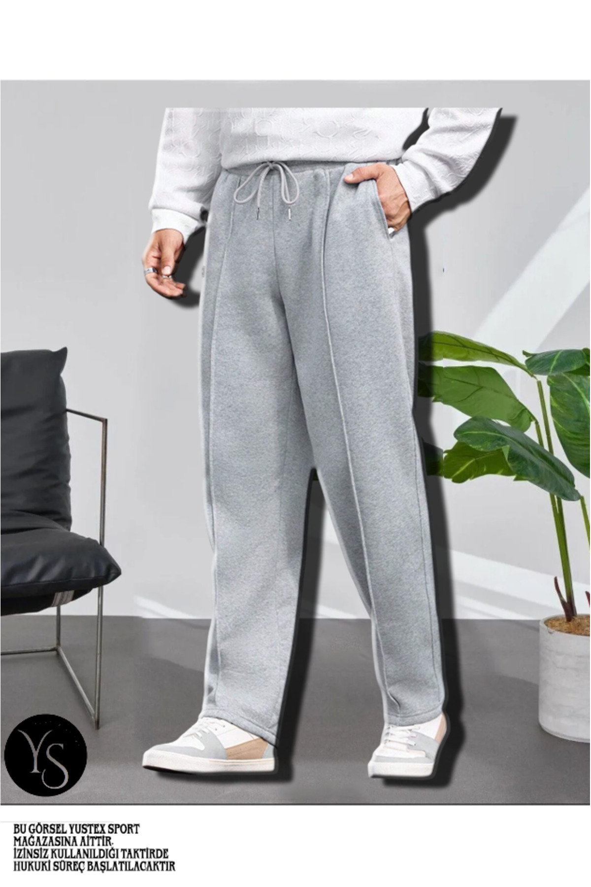 yx yustex sport GRİ Baggy Erkek Eşofman Altı Casual Comfort Rahat