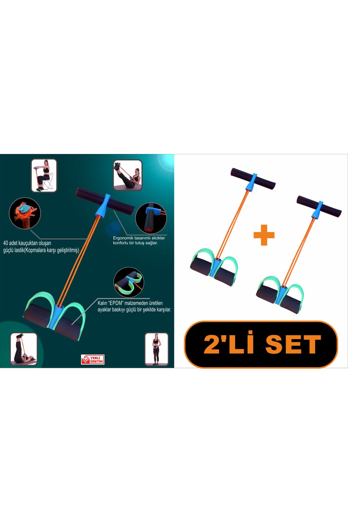 Bright Body Trimmer egzersiz direnç lastiği 2'Lİ SET HALİNDE ( özel 40 lı kauçuk lastikli )