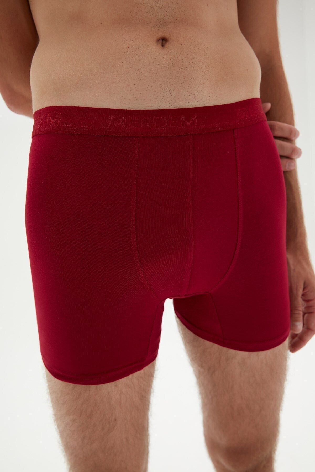 ERDEM İÇ GİYİM-Weweus Claret Red Men's Natural Bamboo Boxer 1012 7