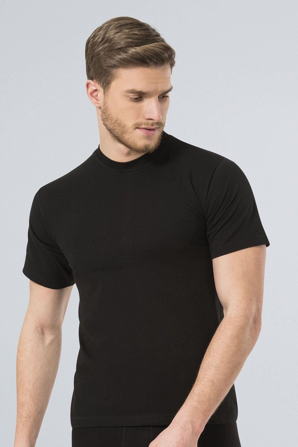 TÜREN-102 Black 2-Piece Men's Ribbed O-Neck Undershirt 3