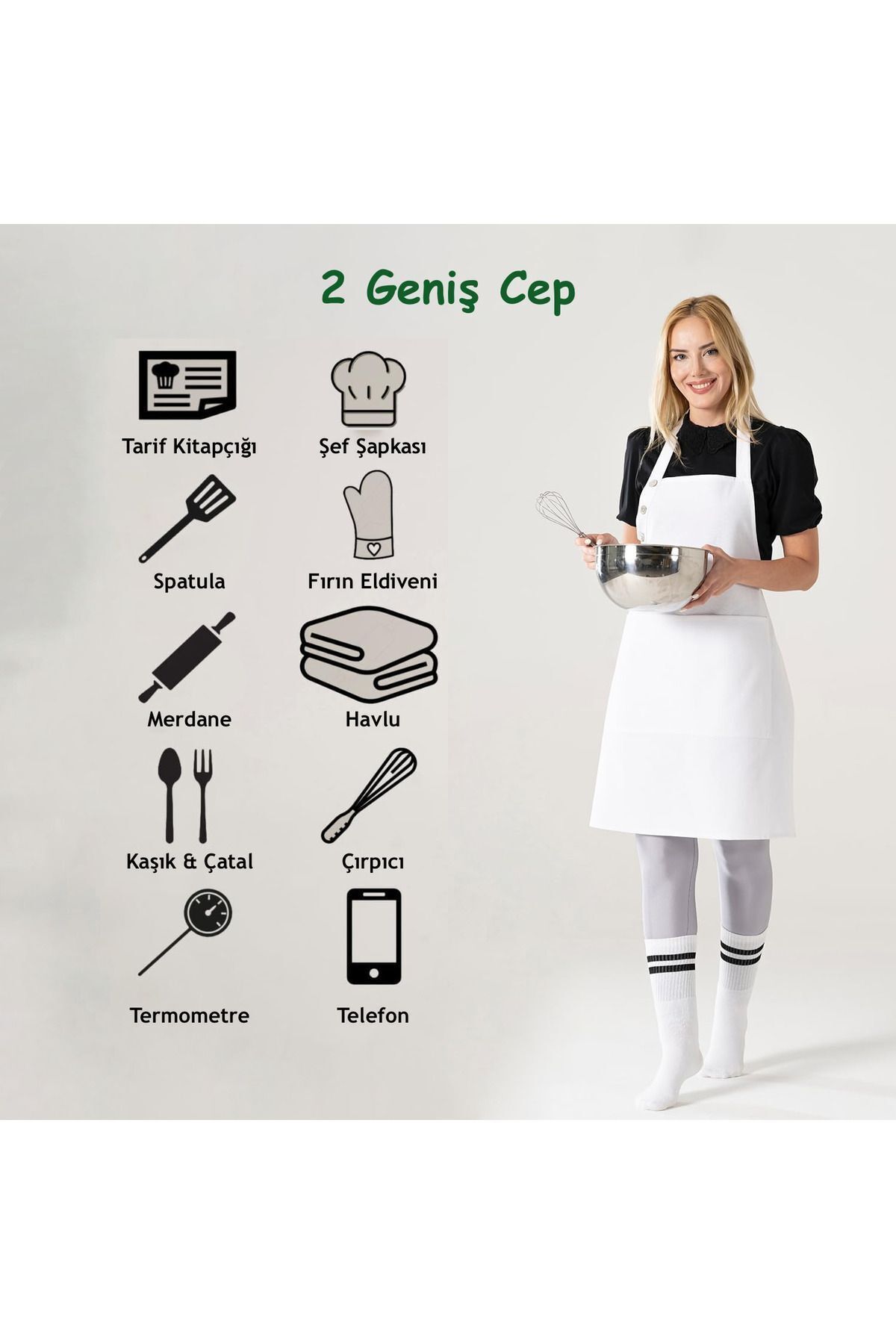 TOSHE-Kitchen Apron & Gloves - Gray - Cotton–Polyester 3