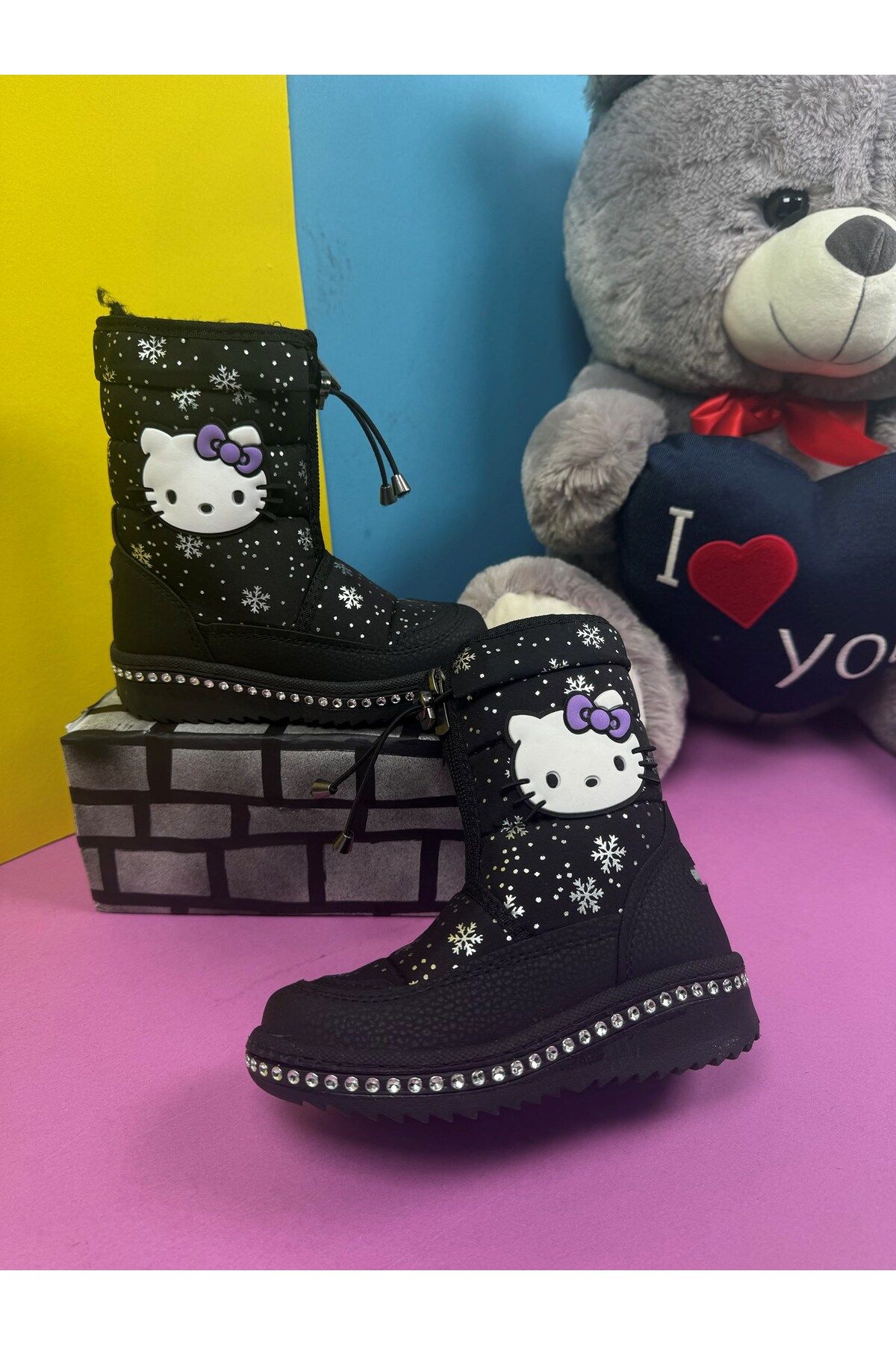 İmerShoes-35-45 Children's Snow Boots - Patterned, Zippered, Furry, and Non-Slip Sole 1