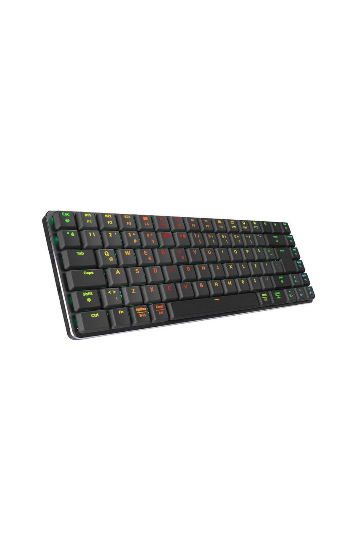 Rampage W-GRANITE Siyah/Gri Low Profile Red Switch RGB 2,4 ghz+ BT Mekanik Gaming Klavye