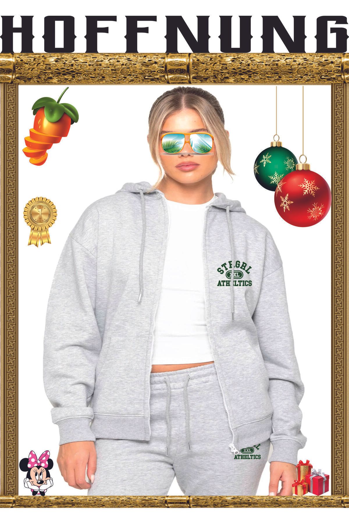 HOFFNUNG Full Zip 3 Iplık Flash WORST BEHAVIOUR GREEN Kapüşonlu Sweatshirt Takımı