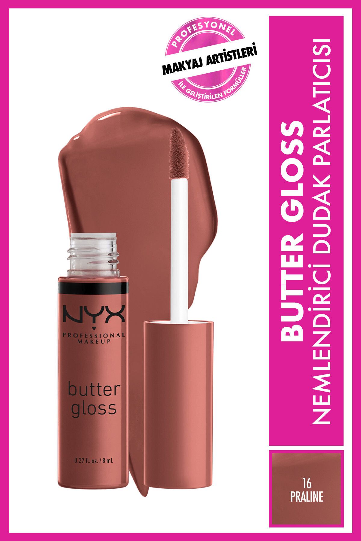 NYX Professional Makeup Dudak Parlatıcısı - Butter Gloss Praline 15 g 800897828370