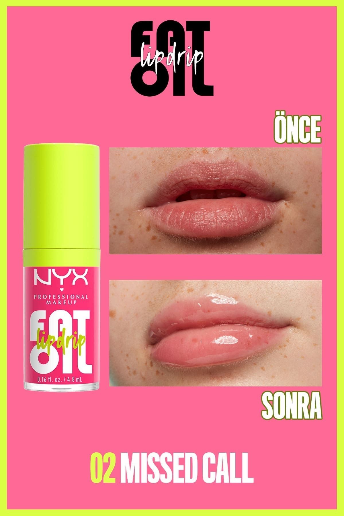 NYX Professional Makeup Fat Oil Lip Drip Parlatıcı Dudak Yağı - Missed Call-4