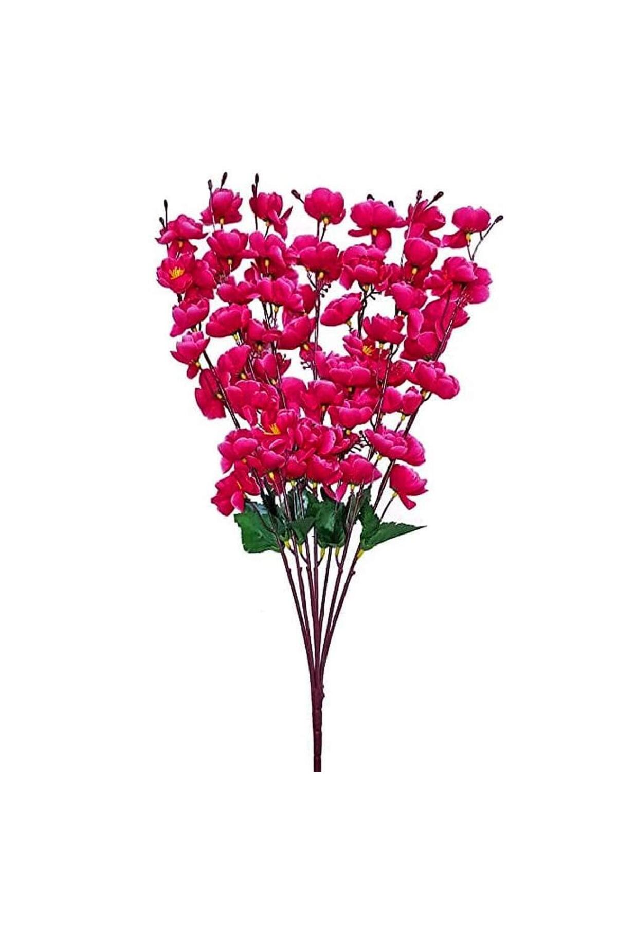 Artificial Flower Spring Japanese Cherry Blossom 7 Branches 57cm Fuchsia