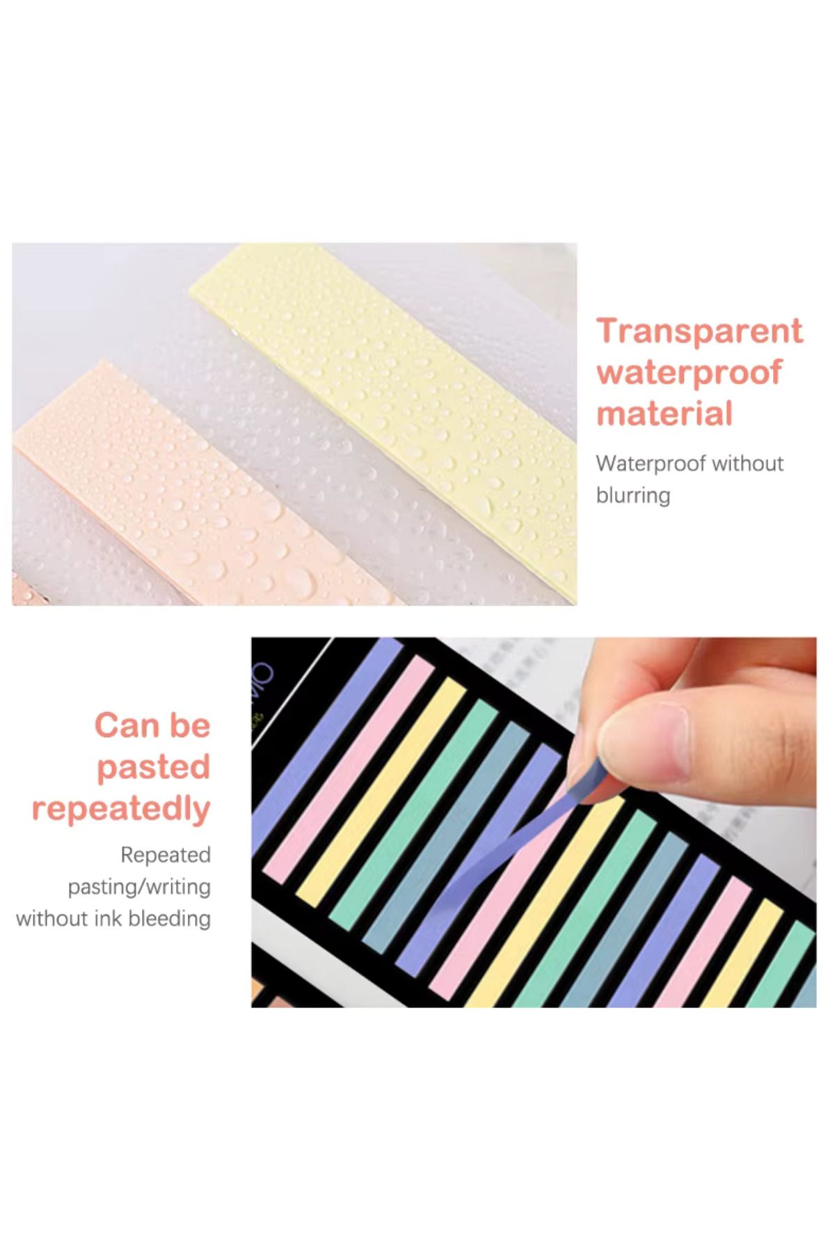 NaSaDAN-900 Sheets Stripe Transparent Sticky Postit Note Paper 3 Pack 7