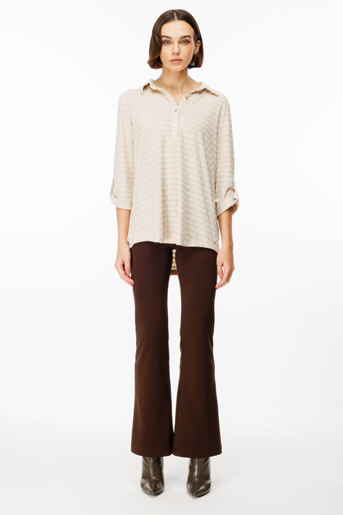 ON-Buttoned Front Self Patterned Blouse 4