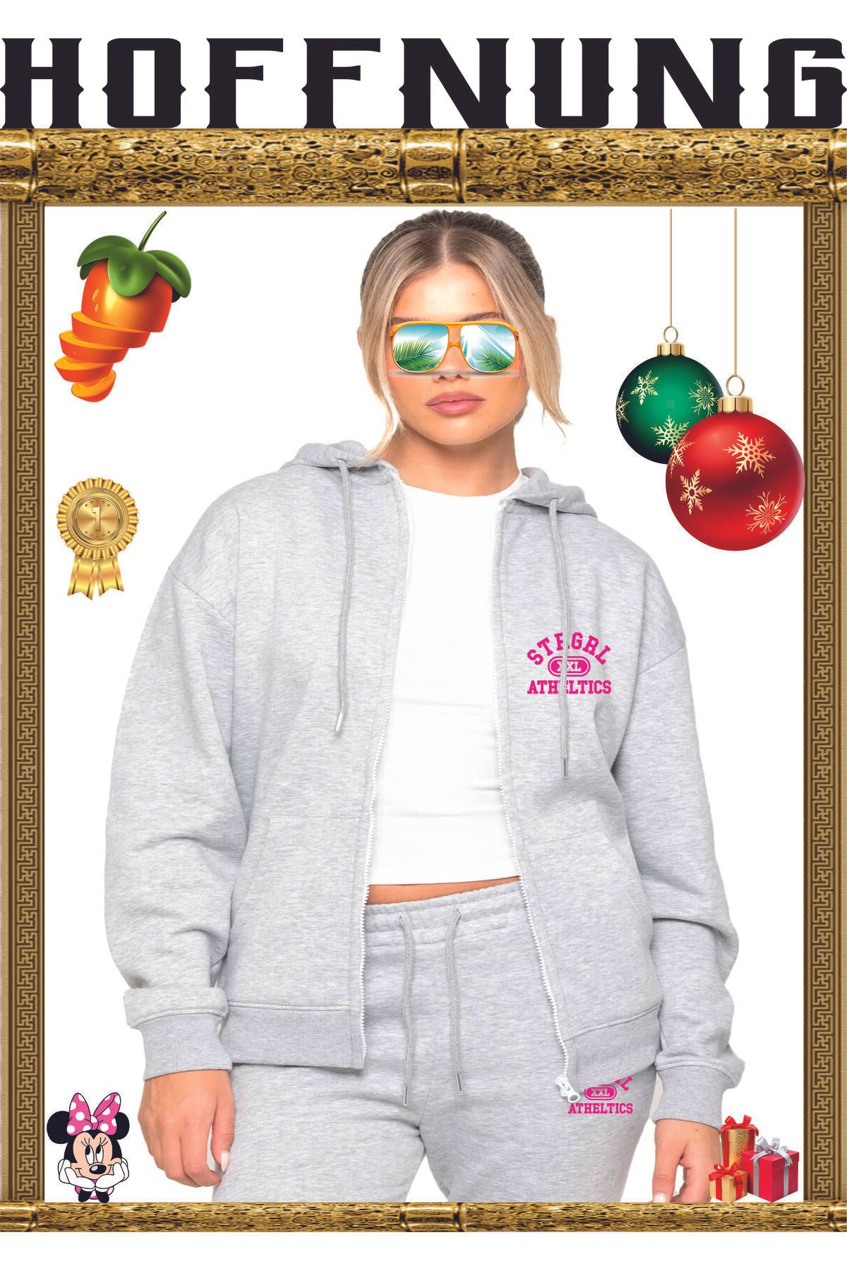 HOFFNUNG Full Zip 3 Iplık Flash WORST BEHAVIOUR PINK Kapüşonlu Sweatshirt Takımı