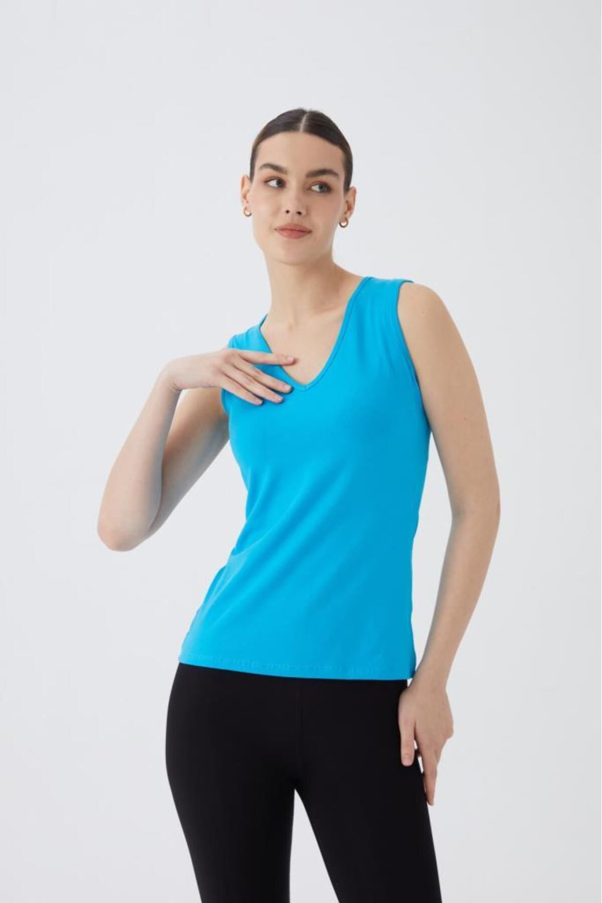 Almila-V-Neck Sleeveless Cotton Lycra Women's Bodysuit - 2050 1