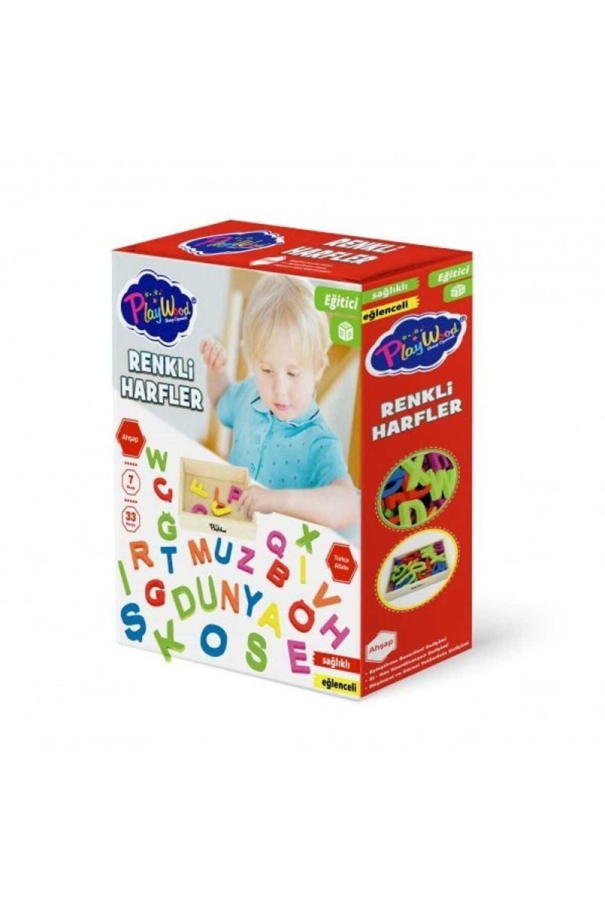 Easy Tedarik PlayWood Ahşap Kasalı Renkli Harfler 33 Parça 402