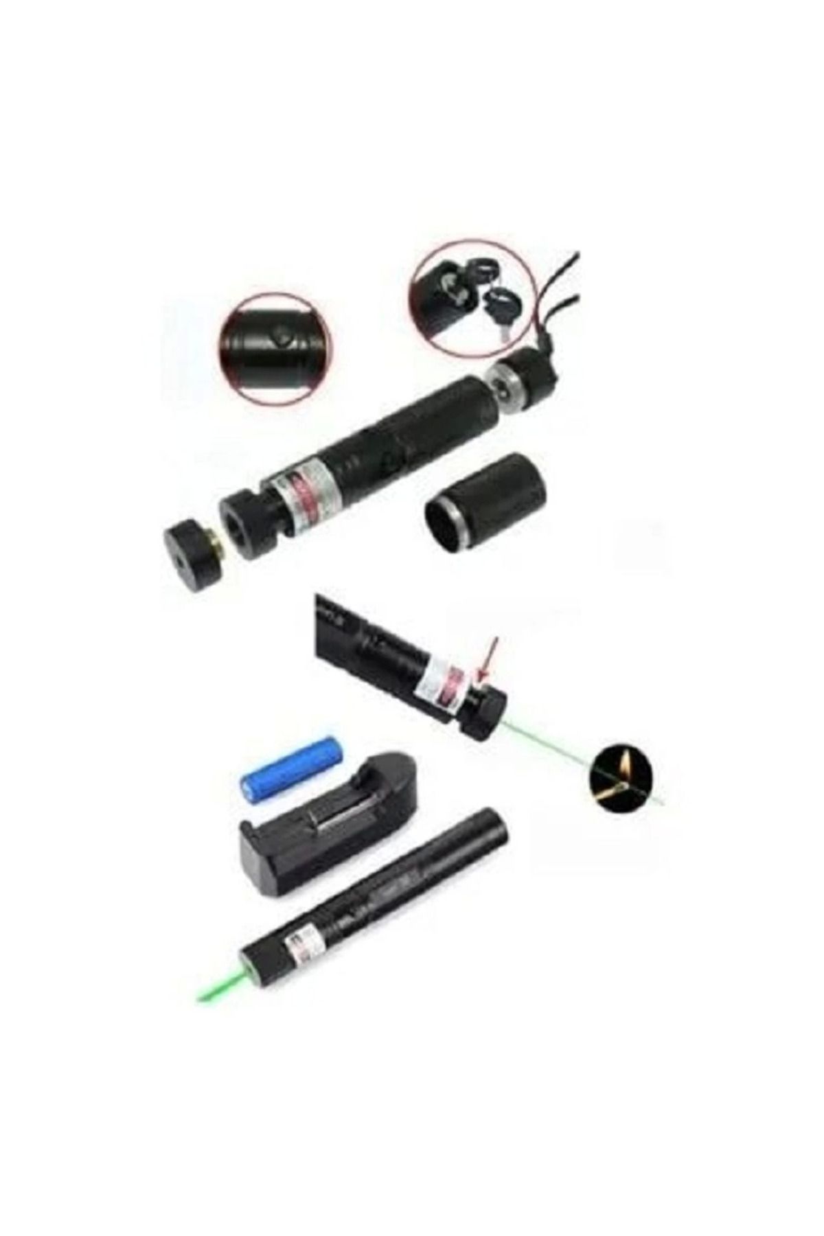 Easy Tedarik Şarjlı Turbo Yeşil Lazer Pointer Kibrit Yakabilen 15000 Mv Güç 5000mw