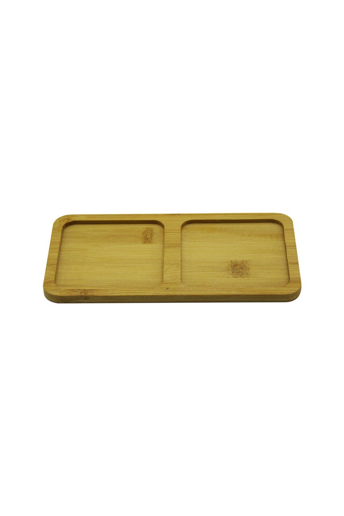 CEKAVE Di̇kdörtgen - 2 Bölmeli̇ - 10x19.5cm  Ahşap Bambu Yağdanlik Altlik