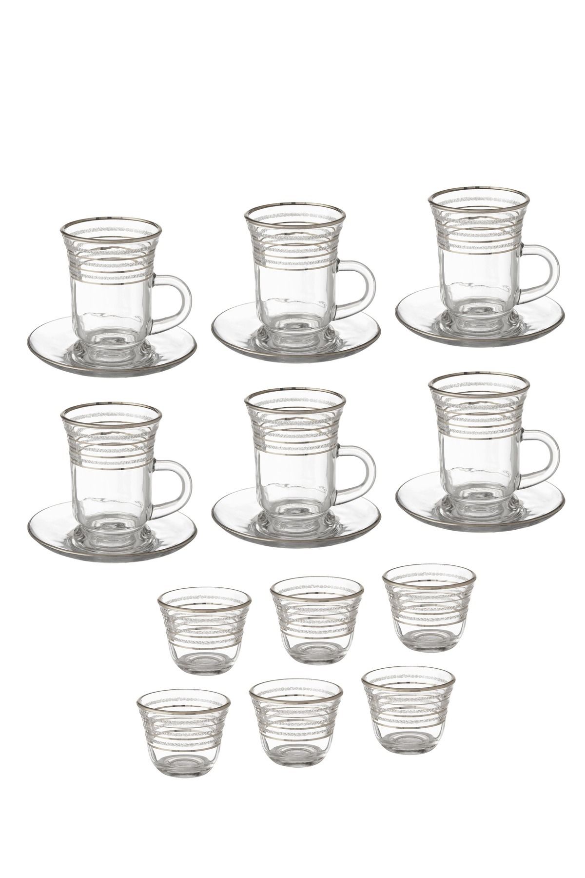 Dania-Tea set of 18 pieces, glass tea cups + tea saucer + Arabic coffee cup 2