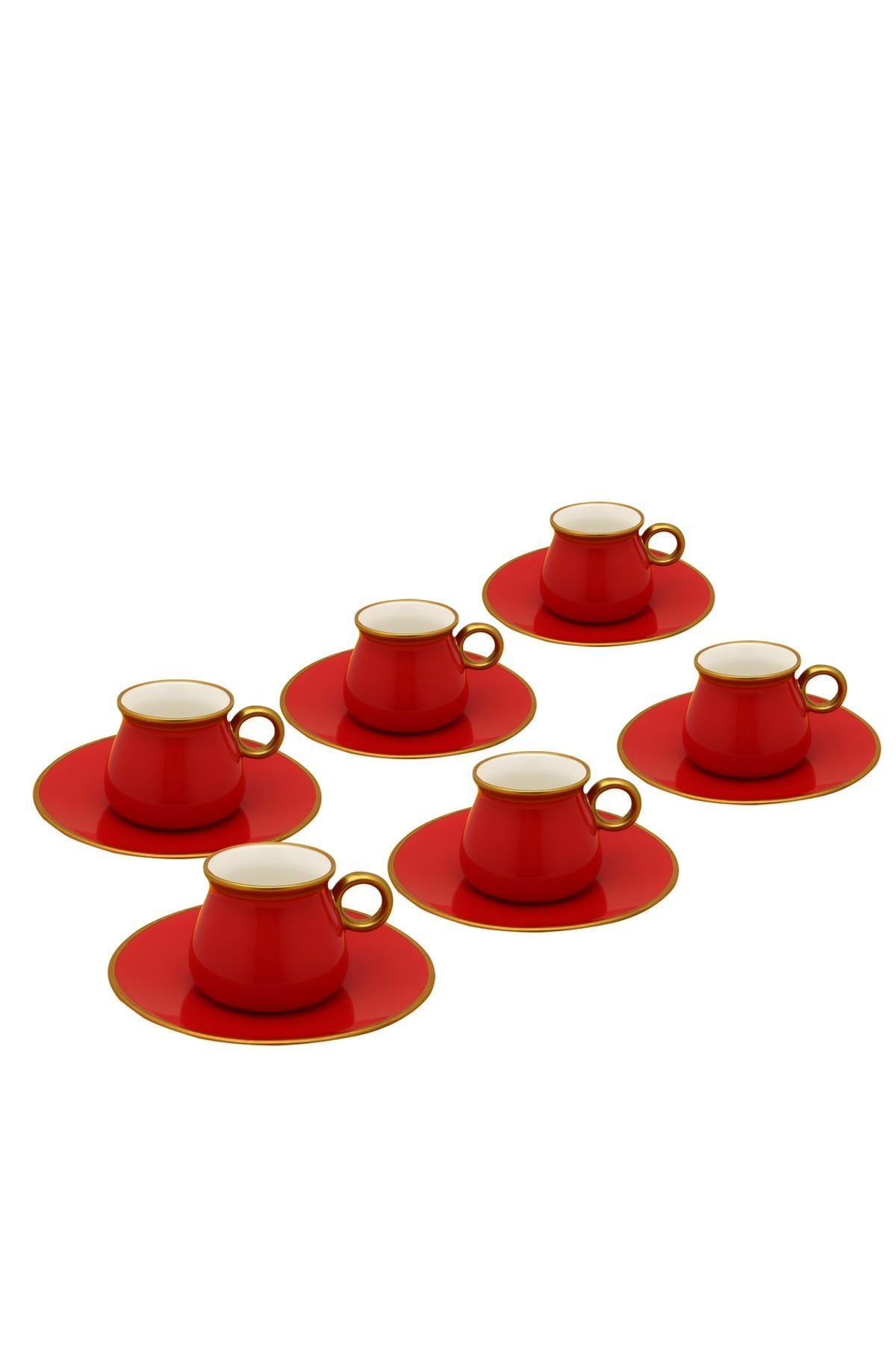 Dania-Modern Turkish coffee set red and golden 1