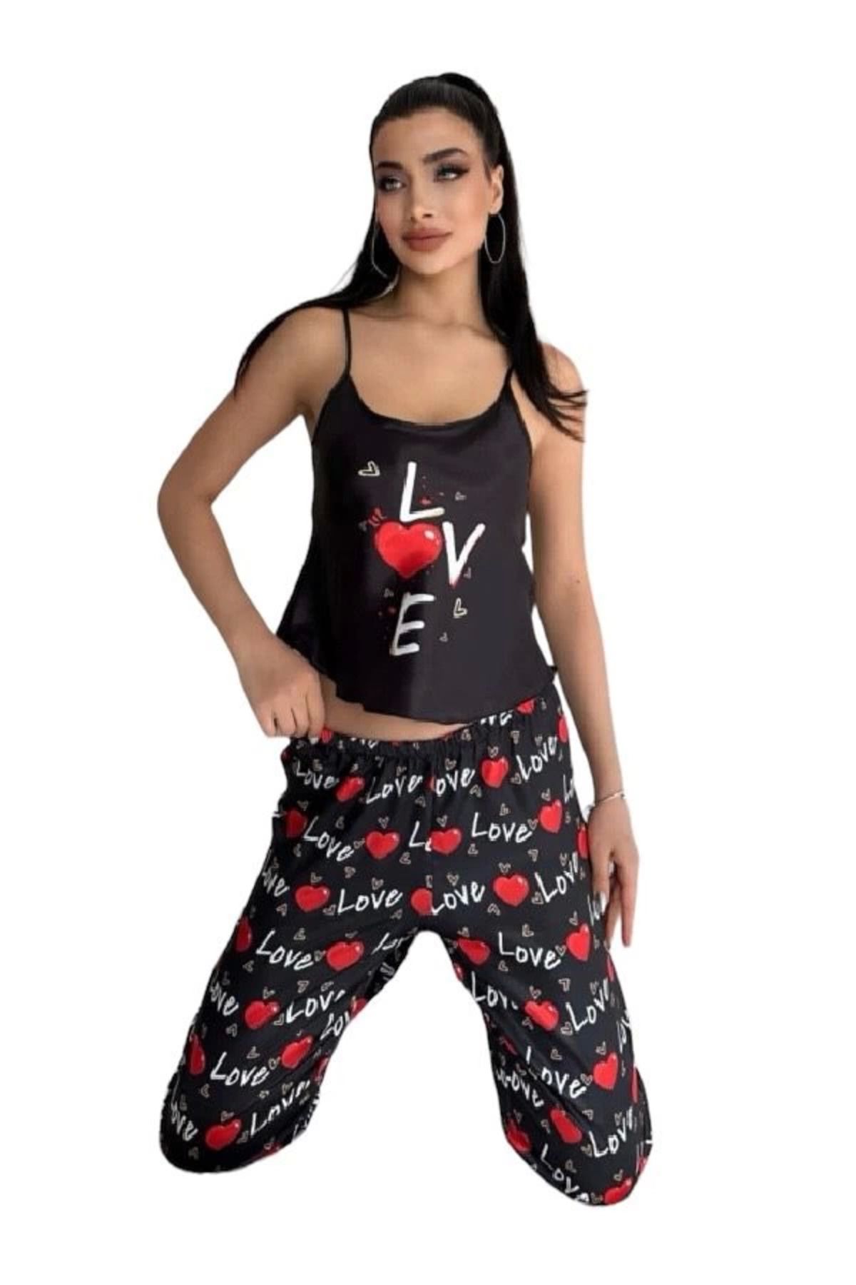 ZenWave BSMA Victoria Secret 8032 Kadın Saten Askılı Pijama Takım