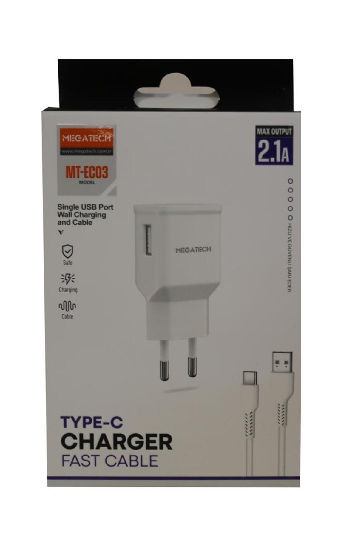 Vobotek Teknoloji Megatech MT-EC03 2.1A Micro Usb TYPE-C Kablo+ Ev Şarj Adaptörü Hızlı Şarj