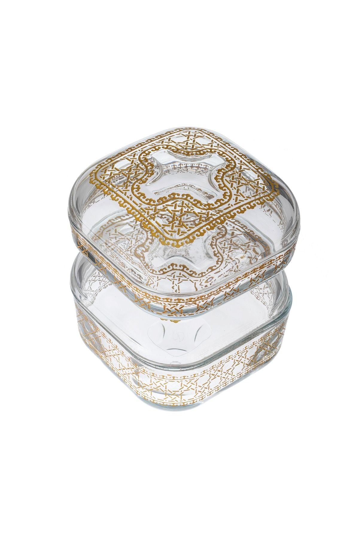 Byblos-A set of 2 canisters with a laser-cut glass lid for cheese and butter and  multi-use 2