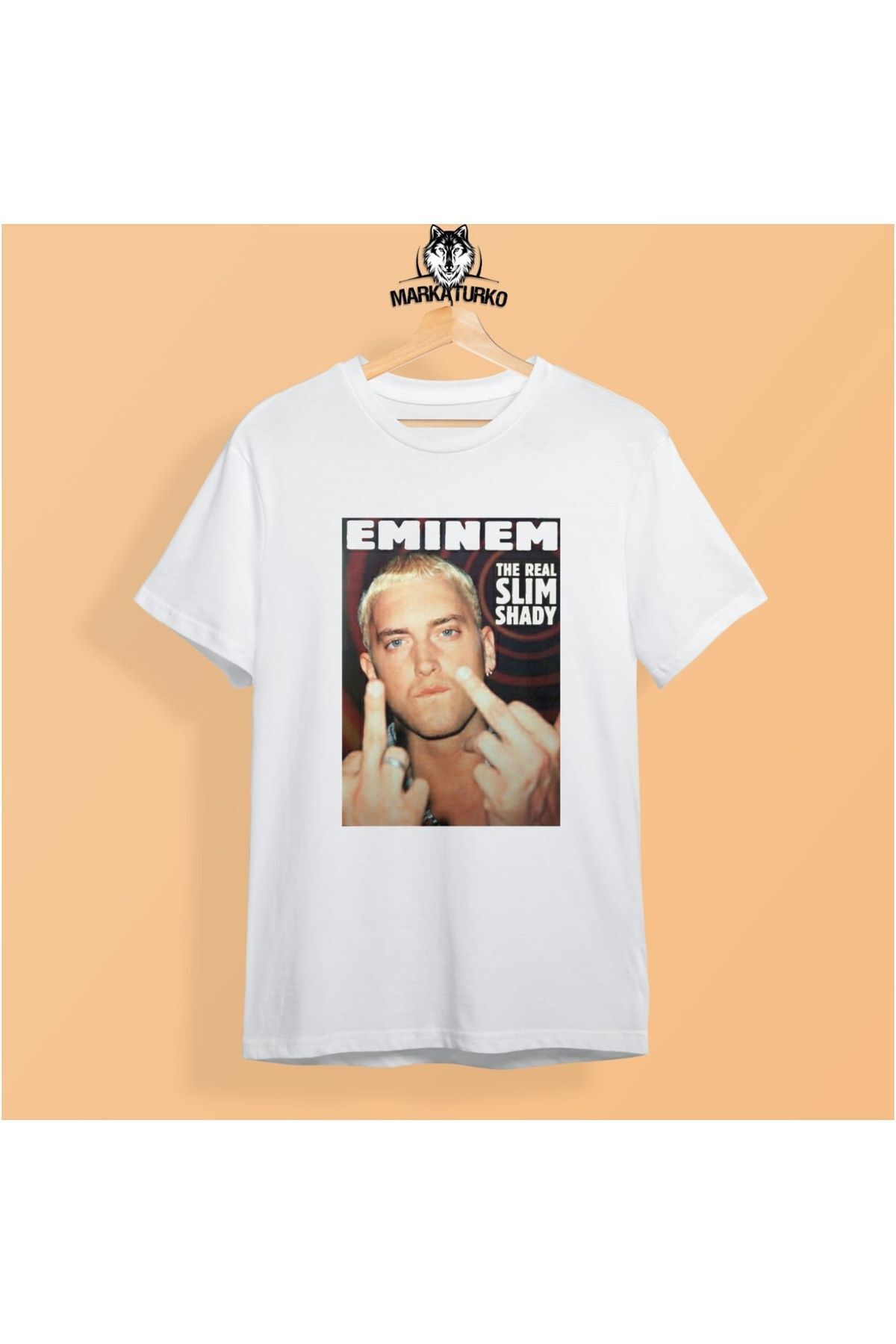MarkaTurko-Eminem Printed White Special Design Cotton Combed Unisex T-shirt 206-b50 1