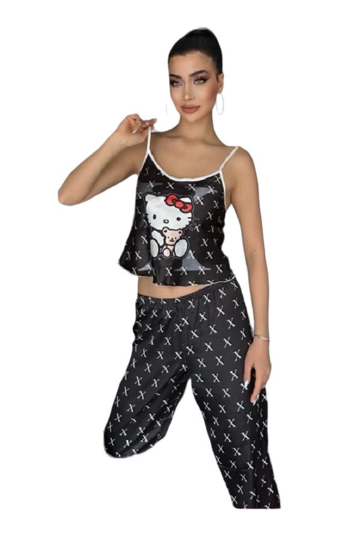 ZenWave BSMA Victoria Secret 8029 Kadın Saten Askılı Pijama Takım