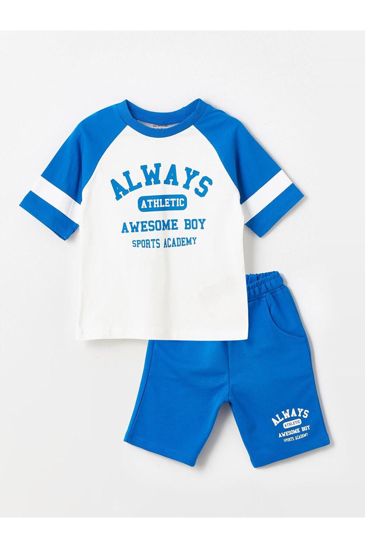 LC Waikiki-LCW baby Crew Neck Short Sleeve Printed Baby Boy T-Shirt and Shorts 2 Pieces Set 1