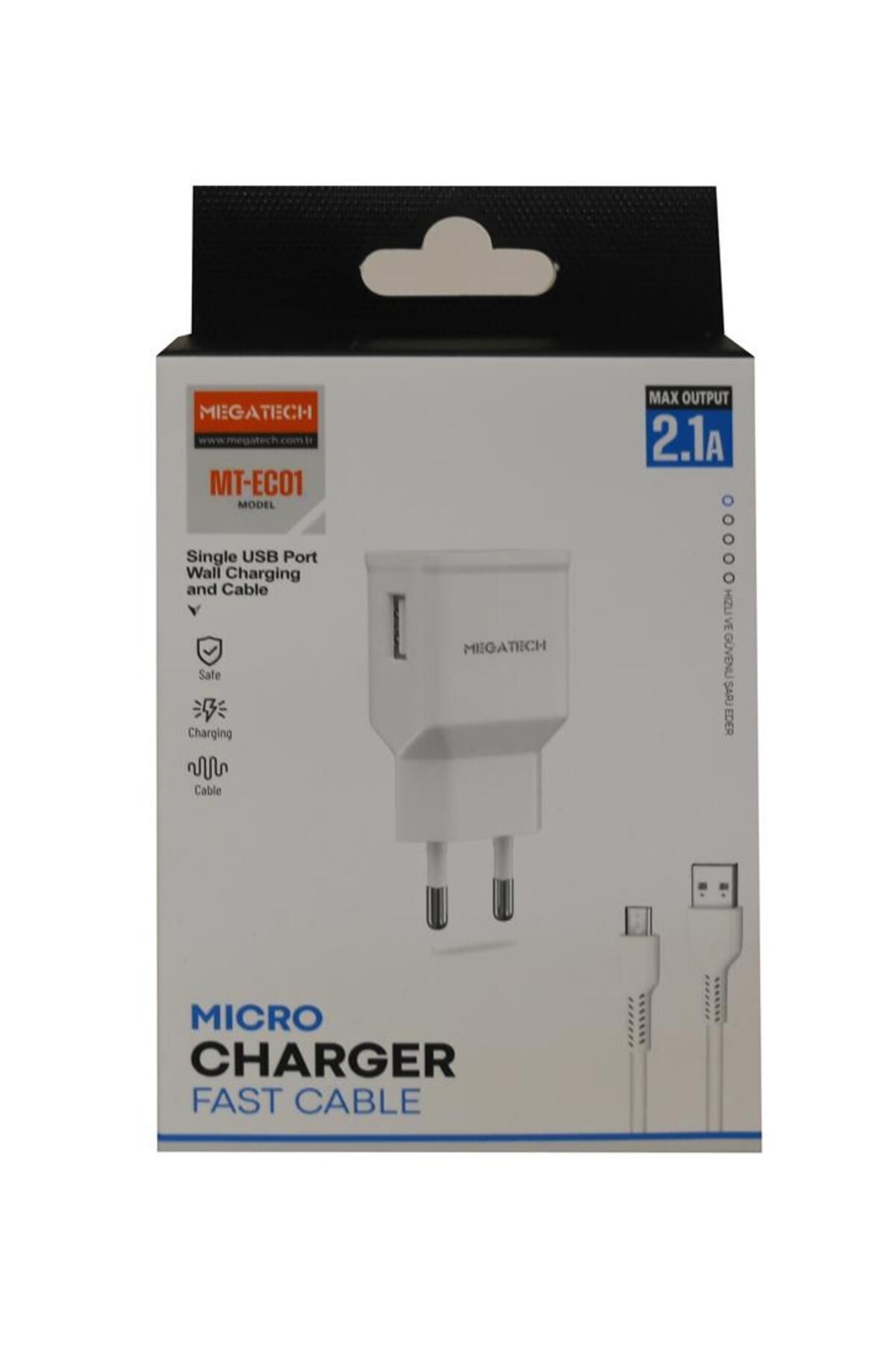 Vobotek Teknoloji Megatech- EC01 2.1A Ev Şarj+ Micro Kablo Hızlı Şarj