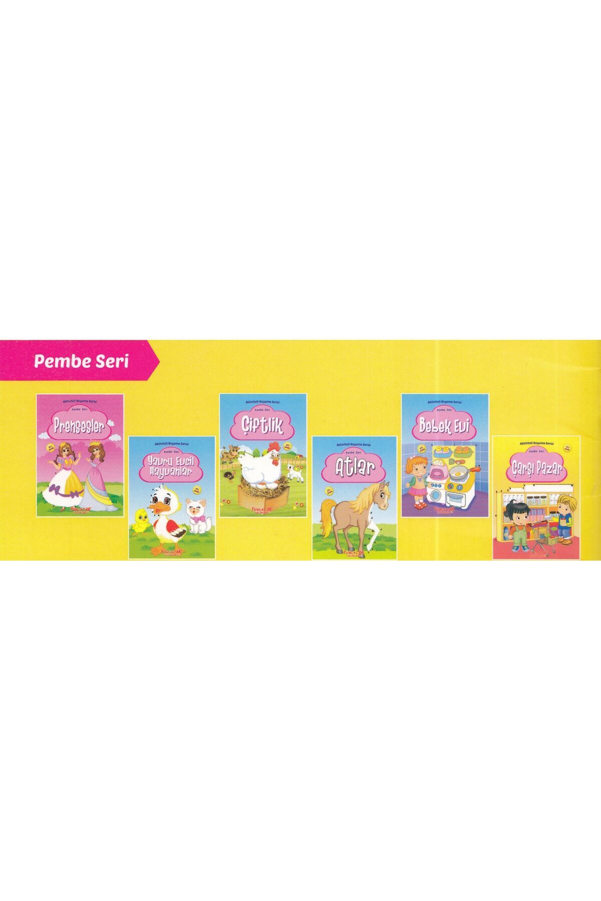 Karma Kitaplar Aktiviteli Boyama Serisi - Pembe (6 Kitap)