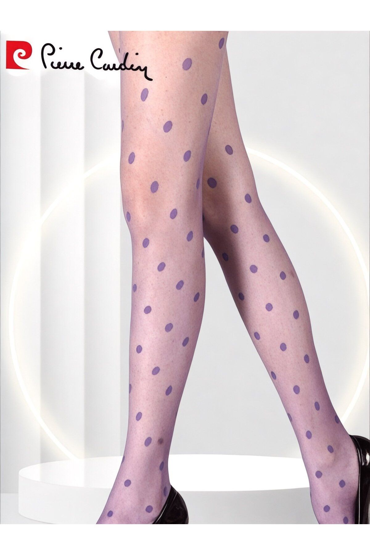 İntive Lingerie PC Paris Loi 15 Den Puantiyeli İnce Şık Külotlu Çorap -Eflatun/Pembe