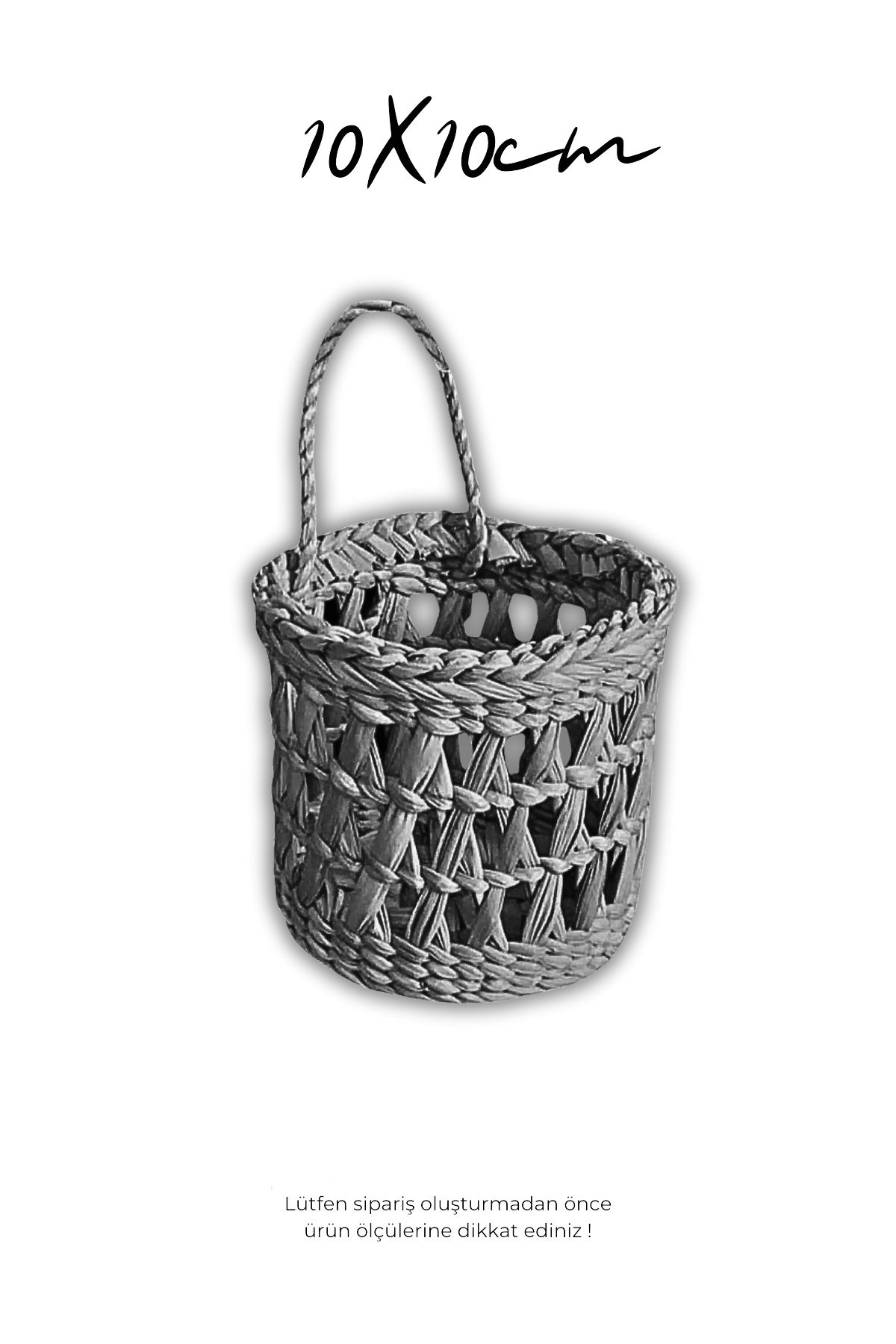 MİEN-10X10Cm Large Waisted Wicker Basket - Decorative and Multi-Purpose 6