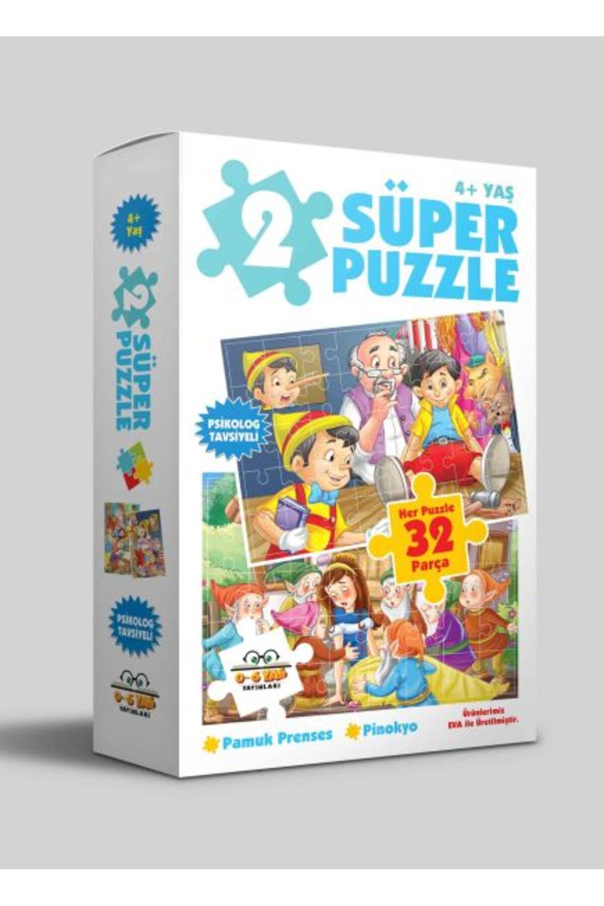 0-6 Yaş Yayınları 2 Süper Puzzle - Pamuk Prenses - Pinokyo 4+ Yaş