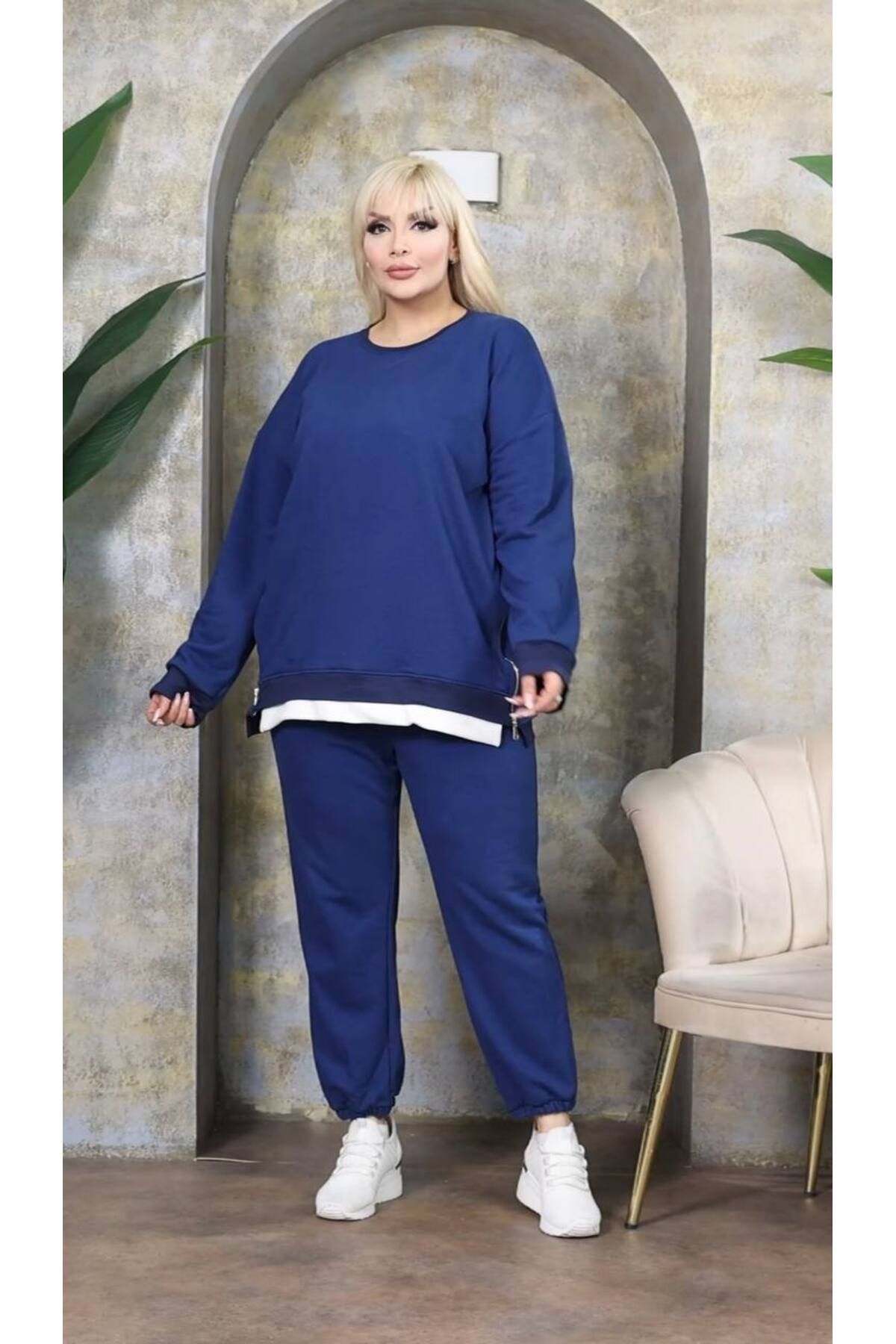 garajmood Set De Trening Pentru Damă, Mărime Mare, Cu Fermoar Lateral Femeie - 42