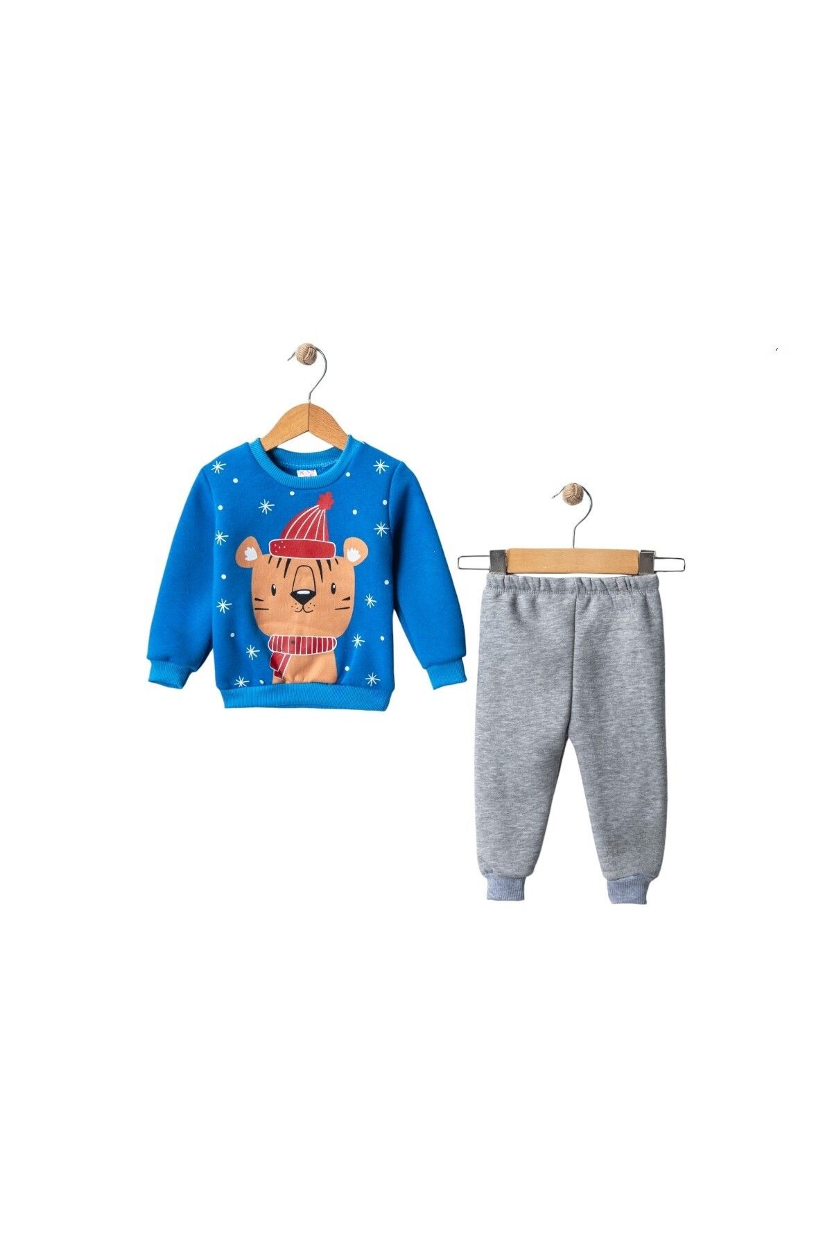 Butik-Baby Boy Three Thread Winter Christmas Themed Blue Tracksuit / Casual Set 1