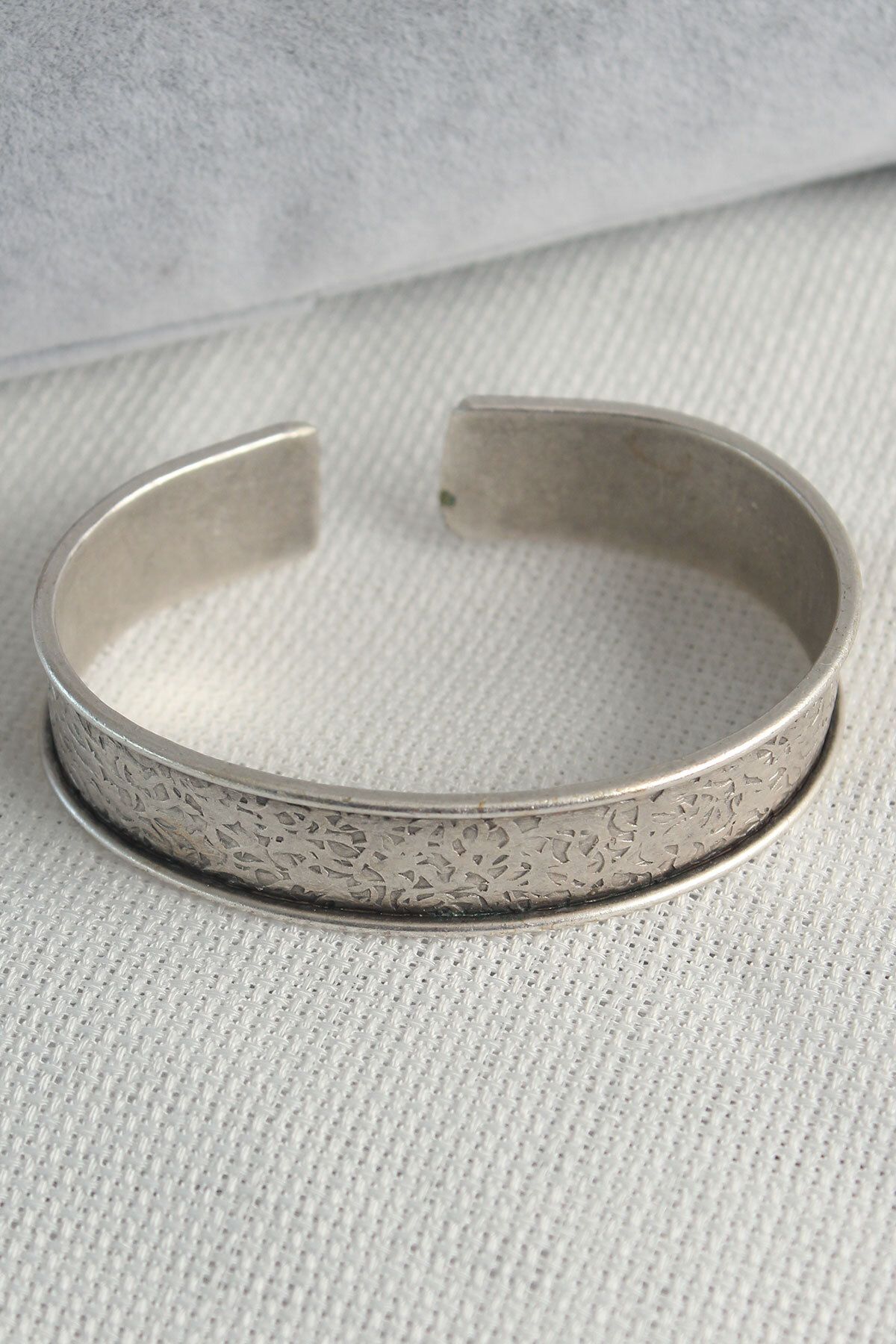 pazarella-Authentic Silver Color Motif Embroidery Detail Plate Men's Bracelet - Tj-eb3625 2