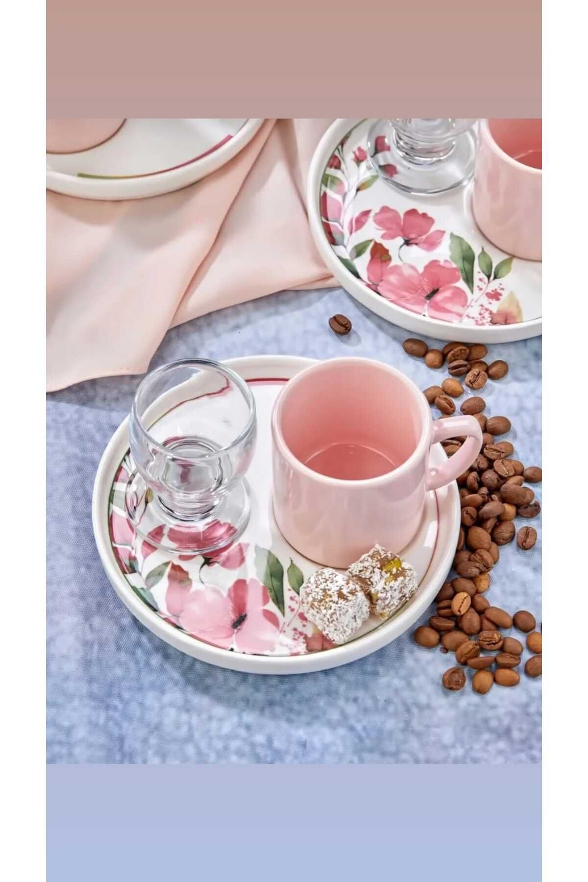 ÇEÇEN HOME-With Presentation Plate, Snack 3Pcs 1 Person Tea Cup Set, Tea Set 1