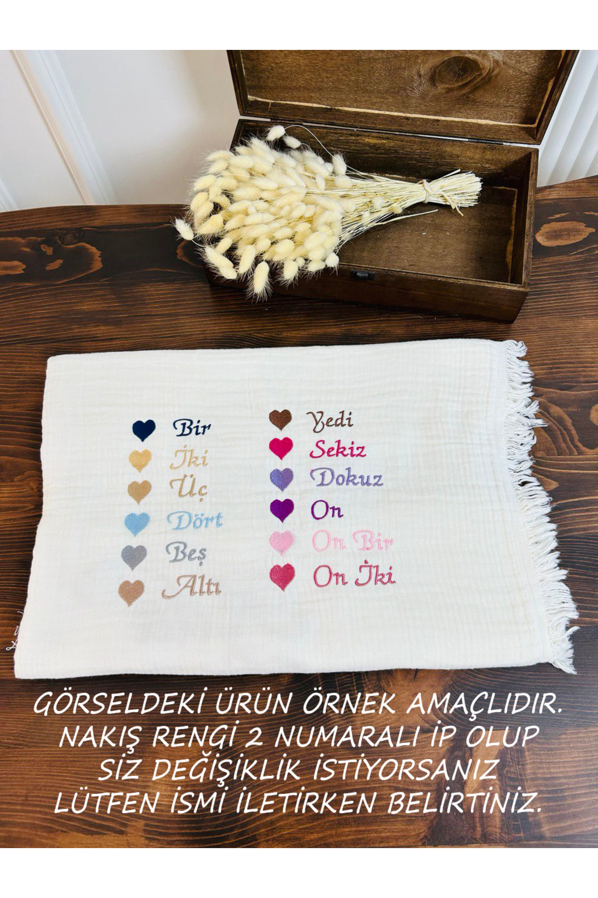 KARSU TASARIM 4 Katlı Müslin Puset Örtüsü İsimli Nakış İşleme %100 Pamuk fotoğrafı 4 (önizleme)