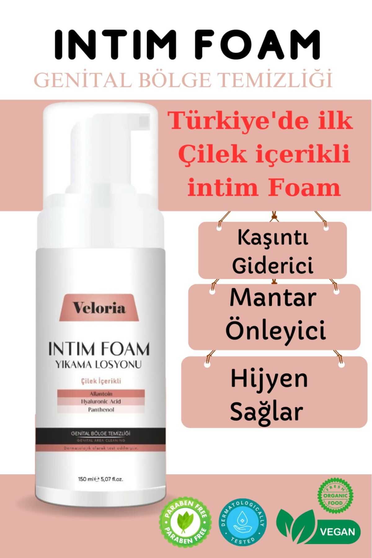 Veloria Cosmetics Çilek Içerikli Formüllü Genital Bölge Koku Akıntı Ve Intim Temizleme Losyonu 150ml