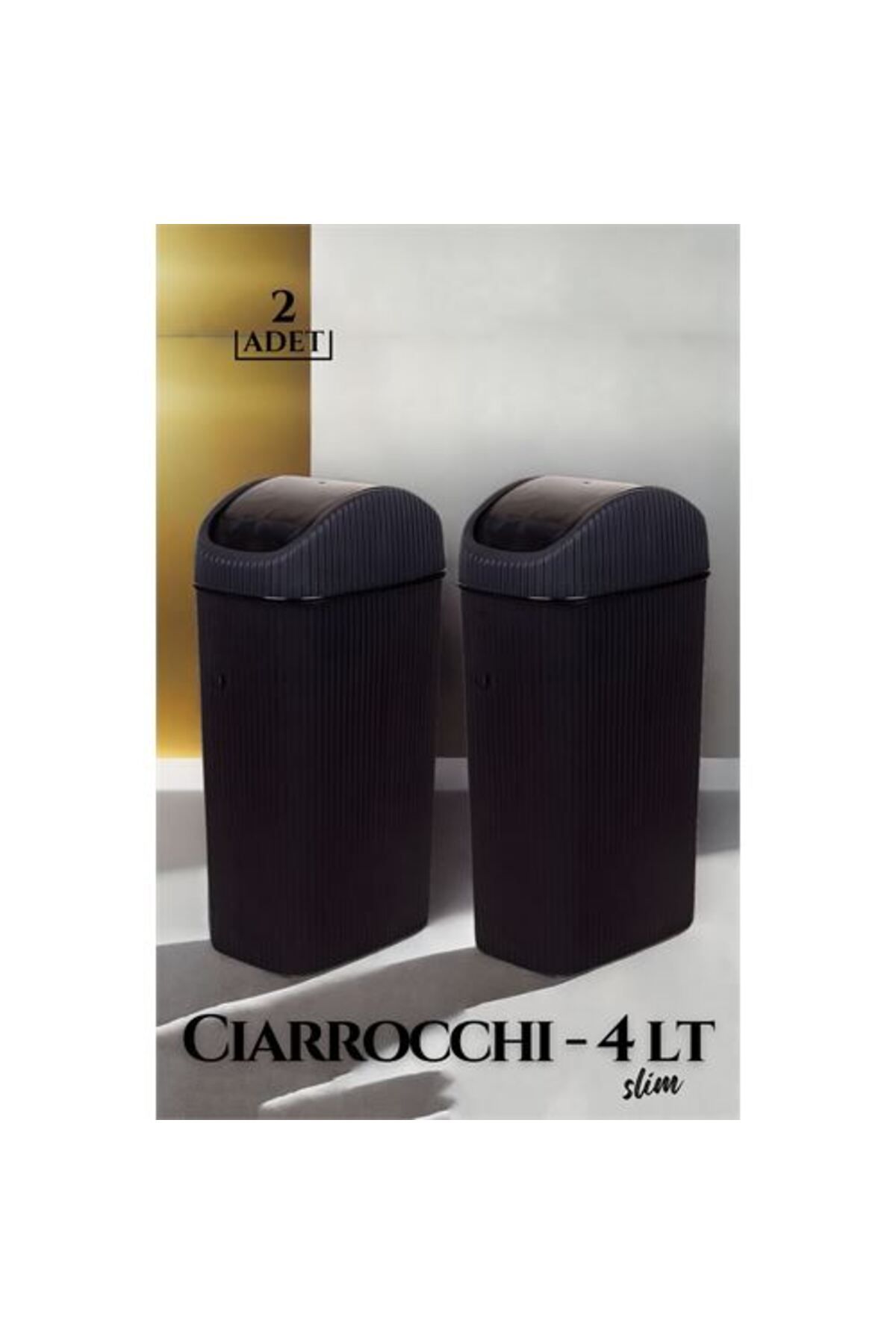 Takaz Global 4 Litre Slim Çöp Kovası Ciarrocchi Design 2 li SET