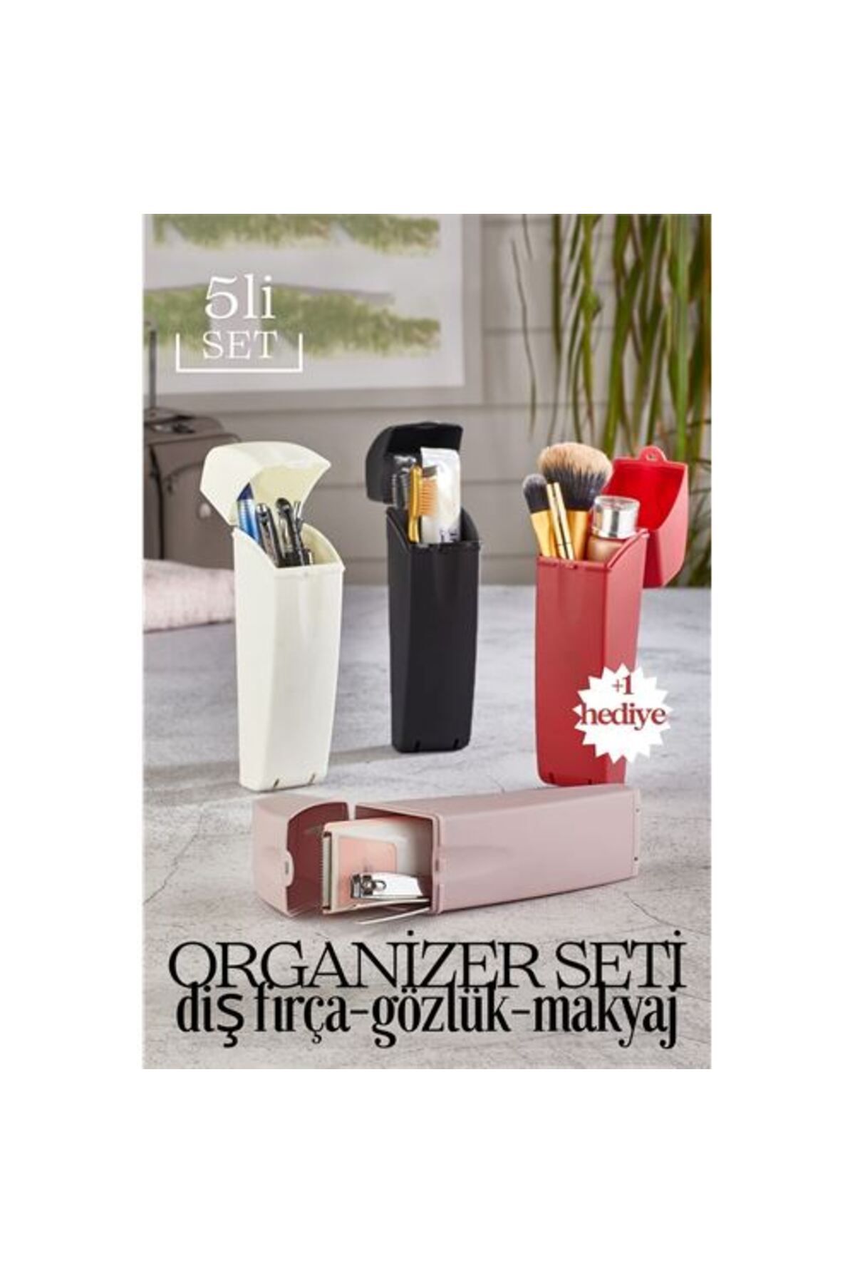 Takaz Global Organizer Kutu 5 li Set Diş Fırça Gözlük Kozmetik