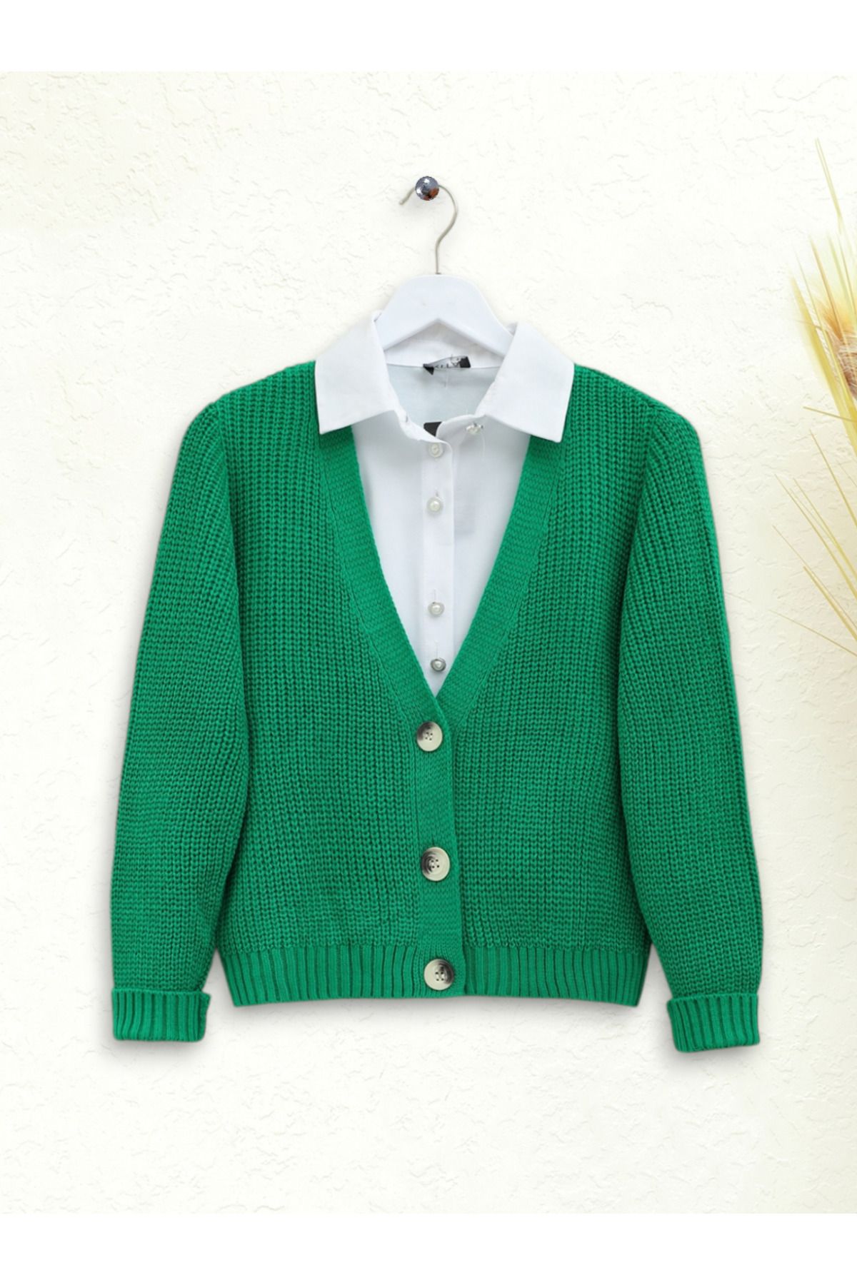 Modamorfo-Knitted Pattern Buttoned Cardigan 1