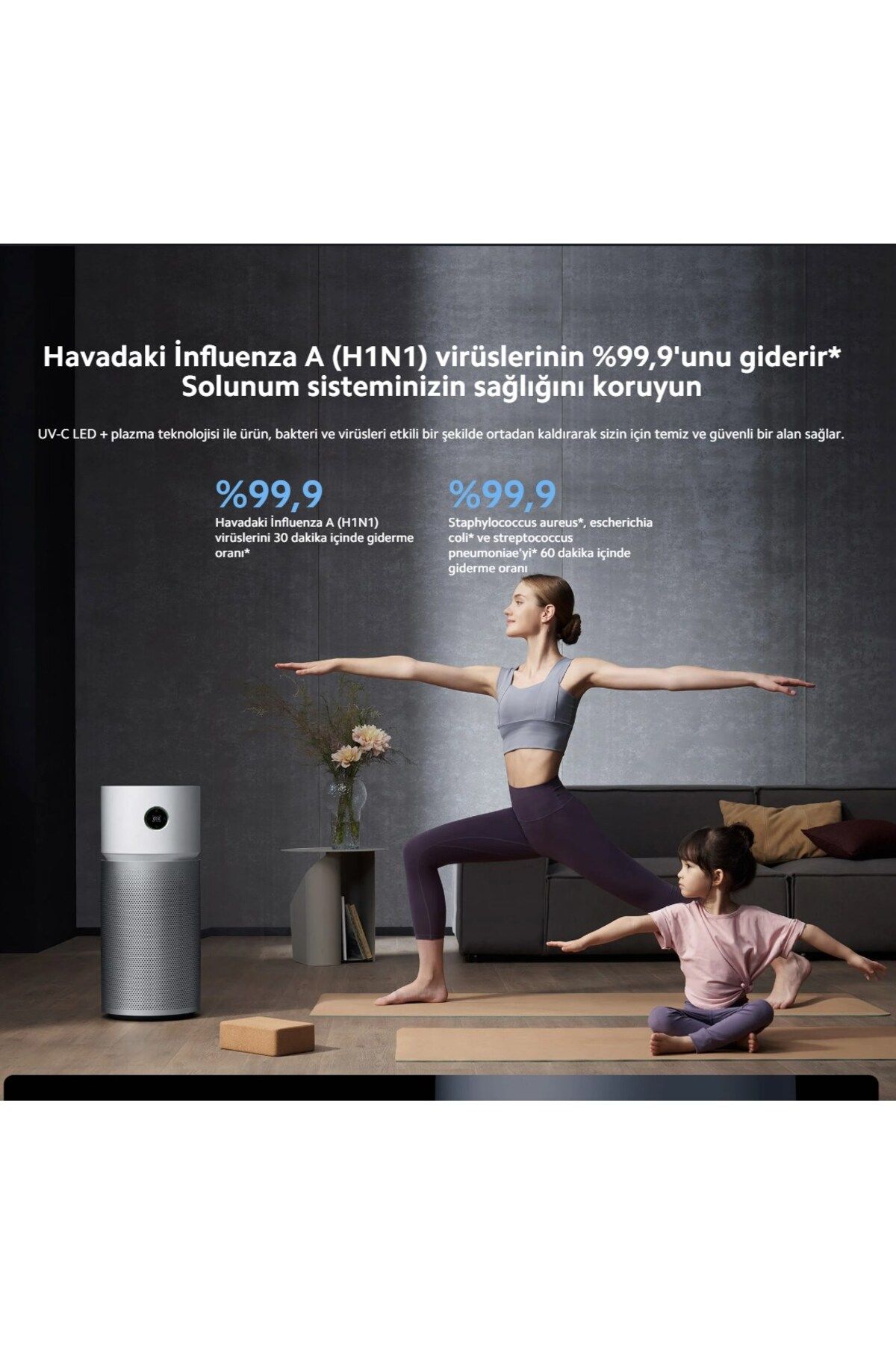 Xiaomi Akıllı Hava Sensörlü Wİ-Fİ bağlantı 125m2 Temiz Hava 3ü Birarada Filtreli Elite Hava Temizleyici